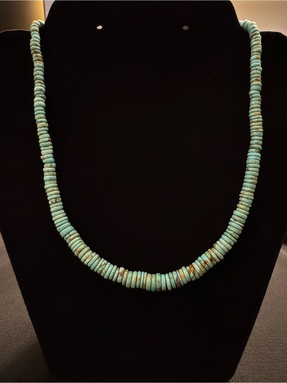 Sterling Silver Genuine Turquoise Graduated Heishi Necklace 18”